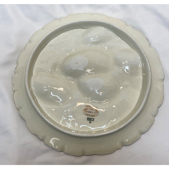 Antique Haviland for Tiffany & Co Porcelain Oyster Plate 8.75" C Discreet Repair - Picture 6 of 7